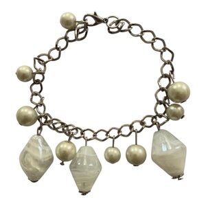 Vintage Charm Bracelet with Silver Tone Chain